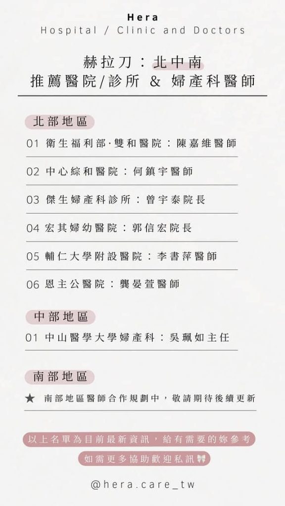 赫拉刀 — 北中南婦產科醫院 / 診所醫師 推薦名單